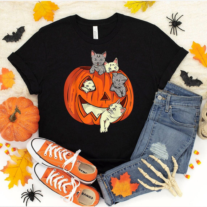 Pumpkin Cats Halloween T-shirt