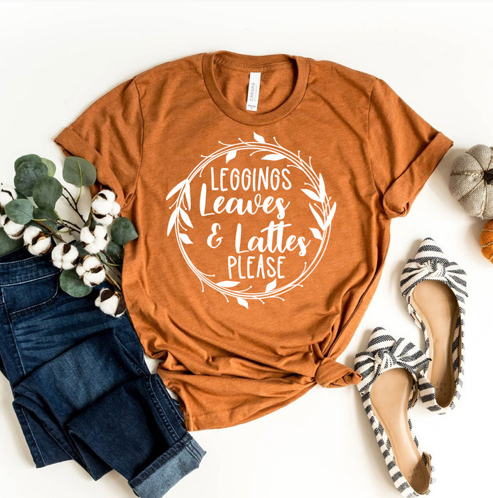 Leggings Leaves & Lattes Please T-shirt